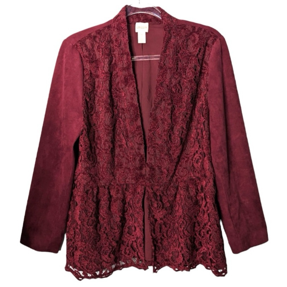 Chico’s Faux Suede and Lace Jacket